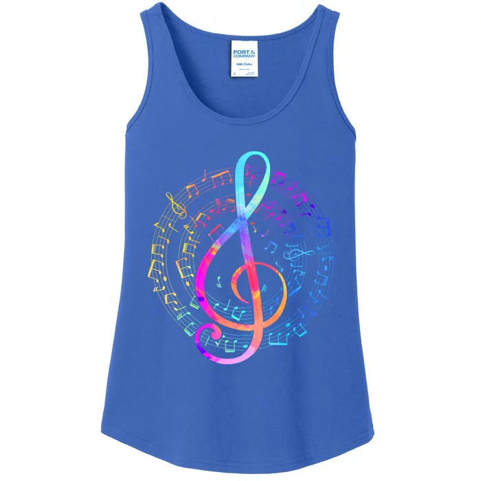 Colorful Treble Clef Music Funny Gift Ladies Essential Tank