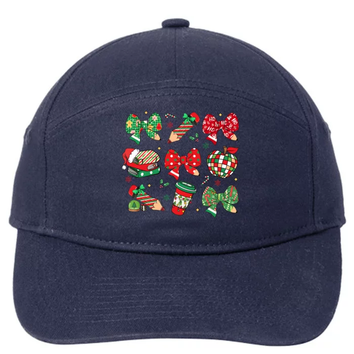 Cute Teacher Christmas Coquette 7-Panel Snapback Hat