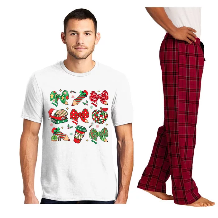 Cute Teacher Christmas Coquette Pajama Set