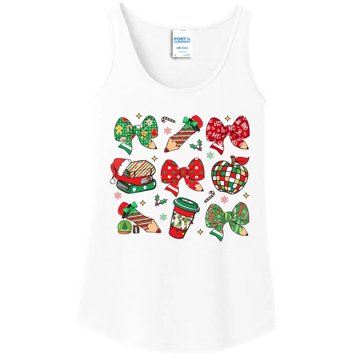 Cute Teacher Christmas Coquette Ladies Essential Tank