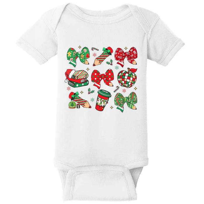 Cute Teacher Christmas Coquette Baby Bodysuit