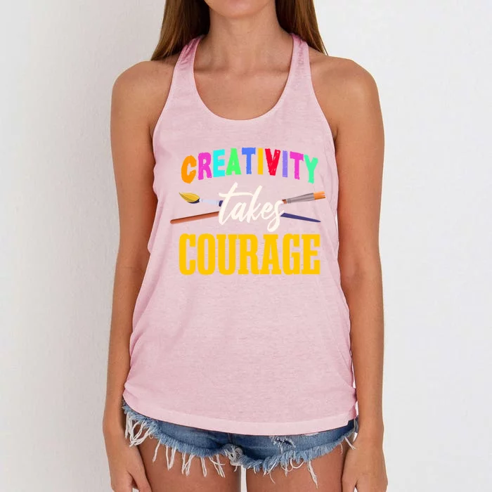 Creativity Takes Courage Art School Teacher Gift Women's Knotted Racerback Tank