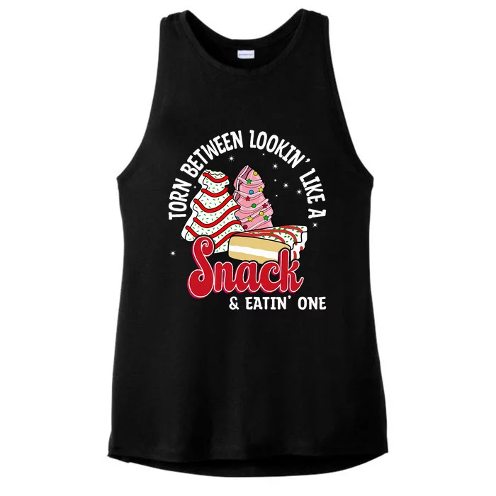 Christmas Tree Cake Looking Like A Snack Ladies Tri-Blend Wicking Tank