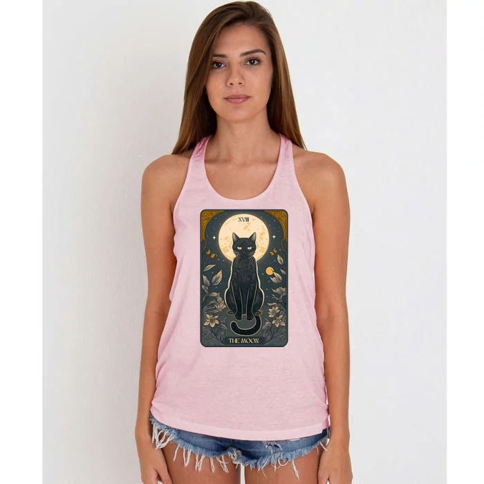 Cat Tarot Card Moon Tarot Card Cat Mom Of Cats Cute Gift Women's Knotted Racerback Tank