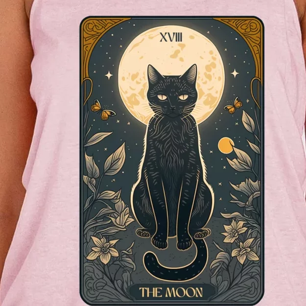 Cat Tarot Card Moon Tarot Card Cat Mom Of Cats Cute Gift Women's Knotted Racerback Tank