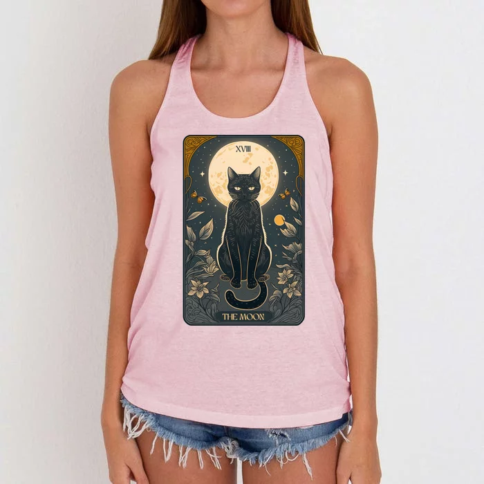 Cat Tarot Card Moon Tarot Card Cat Mom Of Cats Cute Gift Women's Knotted Racerback Tank