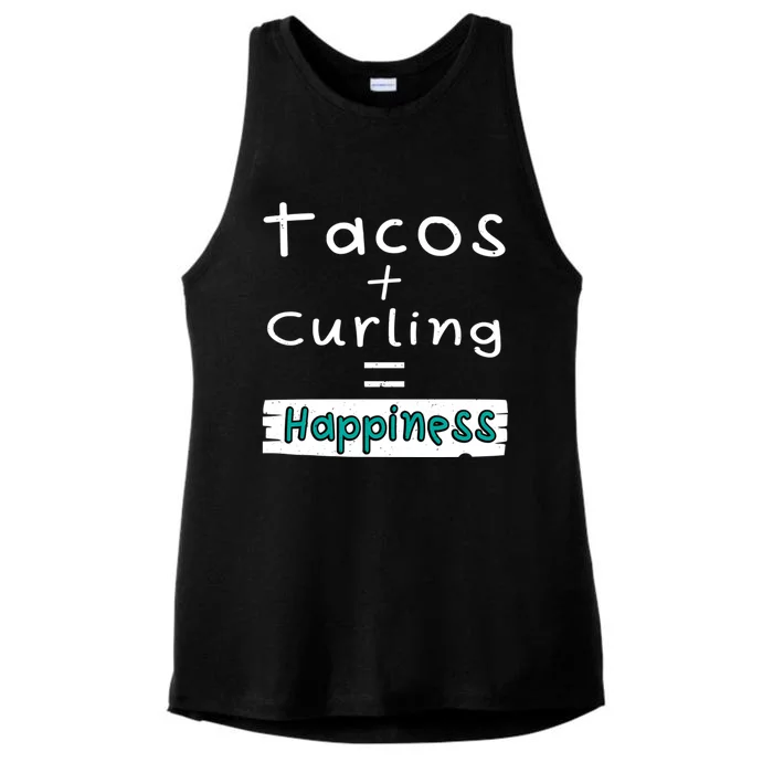 Curling Tacos + Curling = Happiness Ladies Tri-Blend Wicking Tank