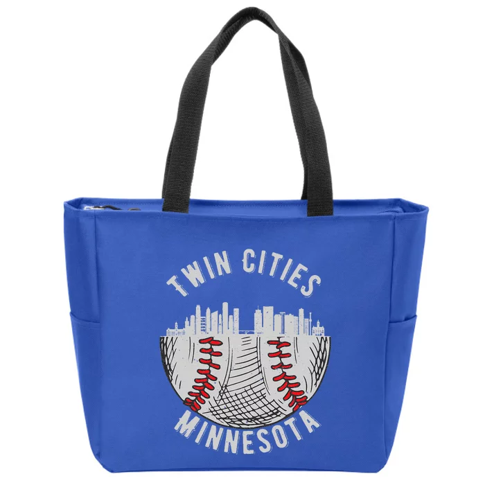 Cool Twin Cities Minnesota MN Baseball Skyline St. PaulMPLS Zip Tote Bag