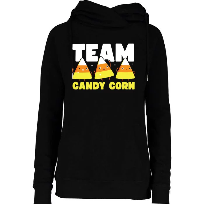 Cute Team Candy Corn Funny Matching Halloween Lazy Costume Womens Funnel Neck Pullover Hood