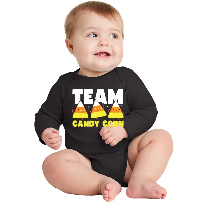 Cute Team Candy Corn Funny Matching Halloween Lazy Costume Baby Long Sleeve Bodysuit