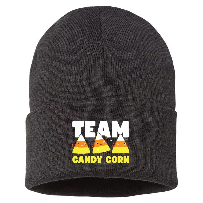 Cute Team Candy Corn Funny Matching Halloween Lazy Costume Sustainable Knit Beanie