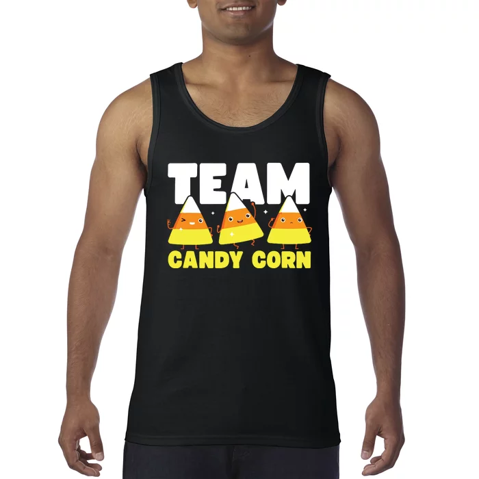 Cute Team Candy Corn Funny Matching Halloween Lazy Costume Tank Top