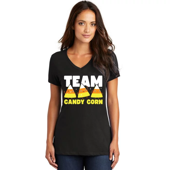 Cute Team Candy Corn Funny Matching Halloween Lazy Costume Women's V-Neck T-Shirt