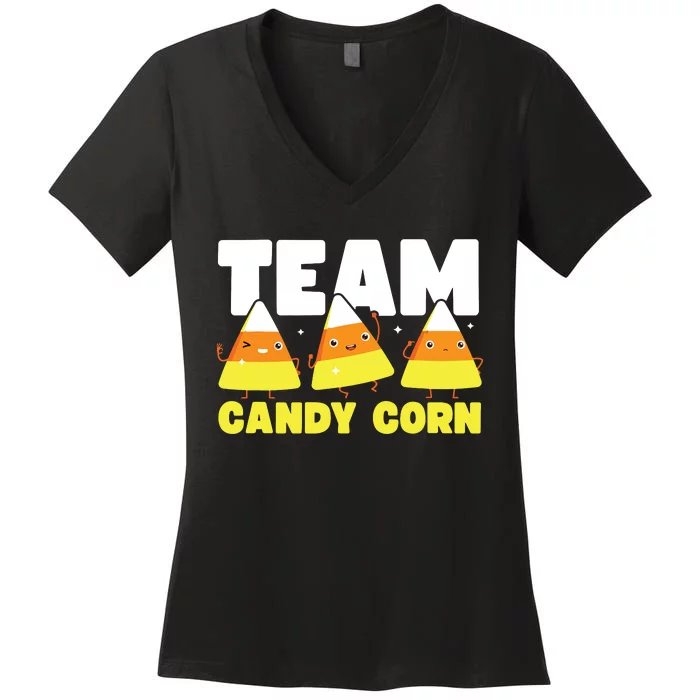 Cute Team Candy Corn Funny Matching Halloween Lazy Costume Women's V-Neck T-Shirt