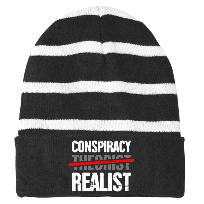 Conspiracy Theory Striped Beanie with Solid Band