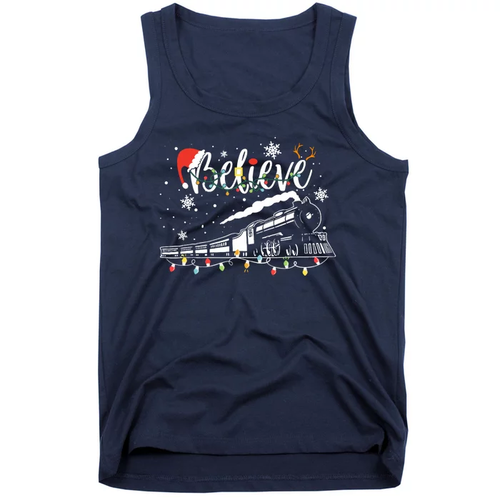 Christmas Train Christmas Believe Xmas Santa Tank Top