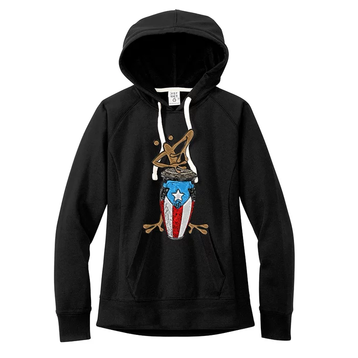 Coqui Taino Conga Boricua Puerto Rican Flag Gift Women's Fleece Hoodie