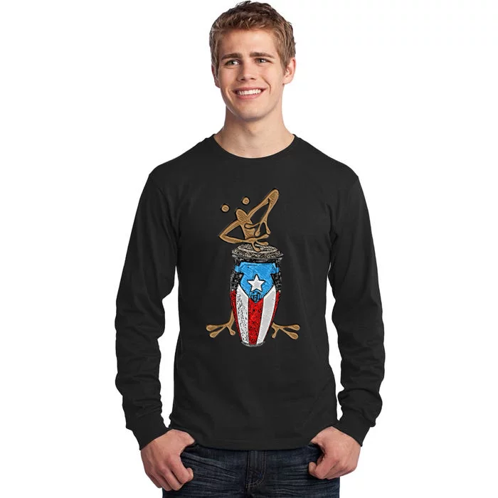 Coqui Taino Conga Boricua Puerto Rican Flag Gift Tall Long Sleeve T-Shirt