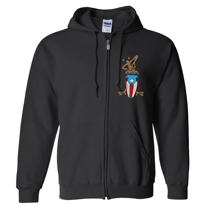 Coqui Taino Conga Boricua Puerto Rican Flag Gift Full Zip Hoodie