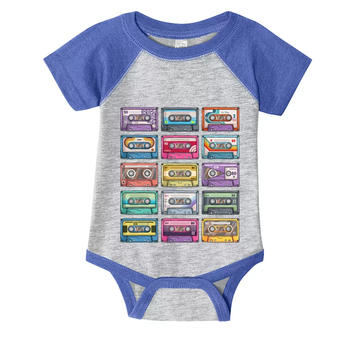 Cassette Tapes Collection 80S 90S Music Mixtape Infant Baby Jersey Bodysuit