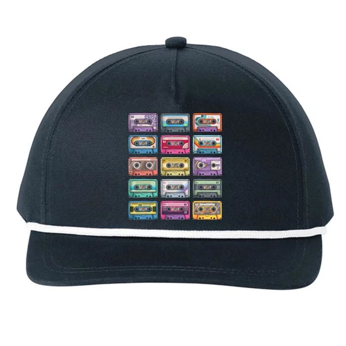 Cassette Tapes Collection 80S 90S Music Mixtape Snapback Five-Panel Rope Hat