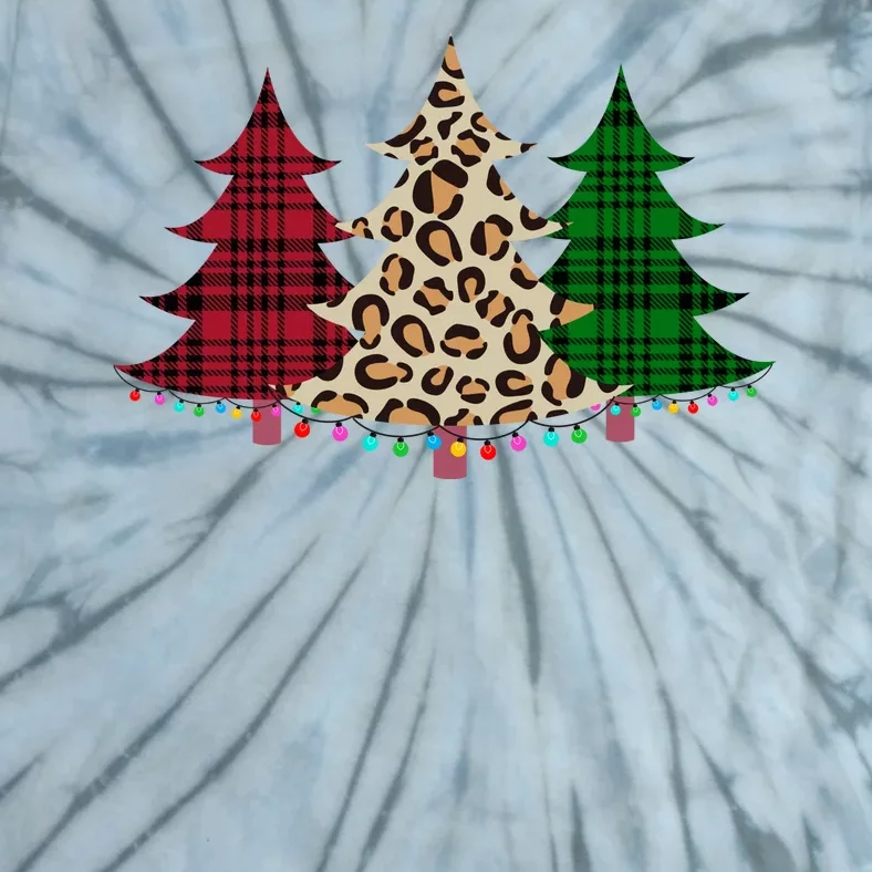 Christmas Tree Cheetah Plaid Tie-Dye T-Shirt