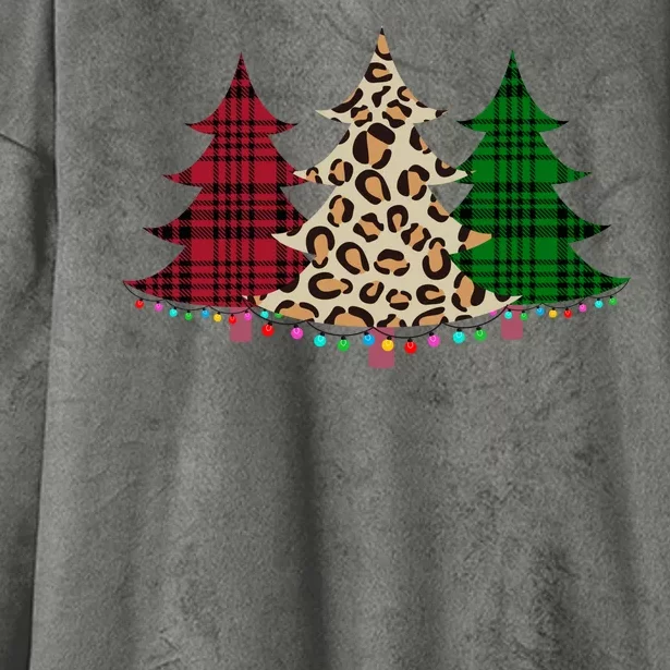 Christmas Tree Cheetah Plaid Hooded Wearable Blanket