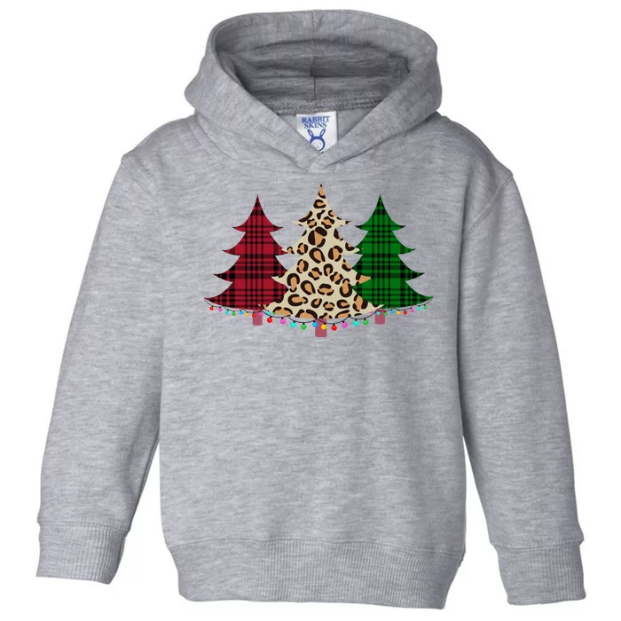 Christmas Tree Cheetah Plaid Toddler Hoodie