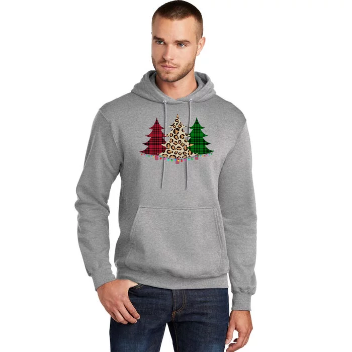 Christmas Tree Cheetah Plaid Tall Hoodie