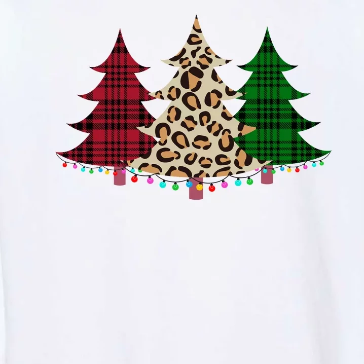 Christmas Tree Cheetah Plaid Garment-Dyed Sweatshirt