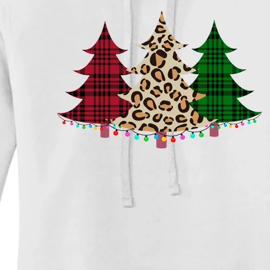 Christmas Tree Cheetah Plaid Women's Pullover Hoodie