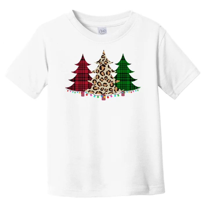 Christmas Tree Cheetah Plaid Toddler T-Shirt