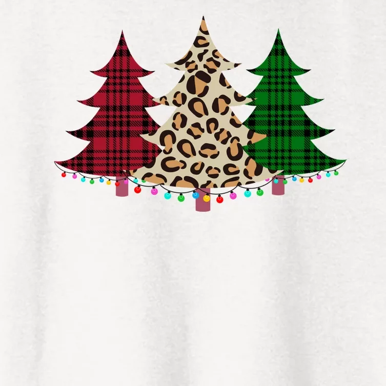 Christmas Tree Cheetah Plaid Women's Crop Top Tee