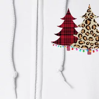 Christmas Tree Cheetah Plaid Full Zip Hoodie