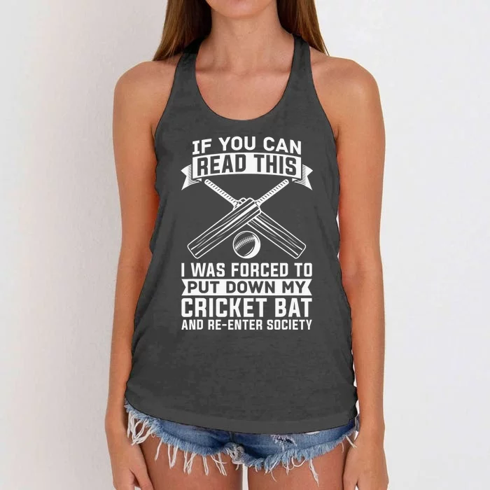 Cricketer Team Club Player Batsman Bowler Women's Knotted Racerback Tank