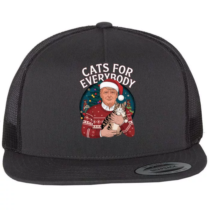 Christmas Trump Cats Lover Team Garbage 2024 Flat Bill Trucker Hat