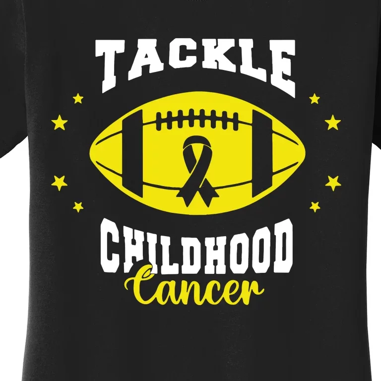 Childhood Tackle Childhood Cancer Awareness Football Gold Women's T-Shirt