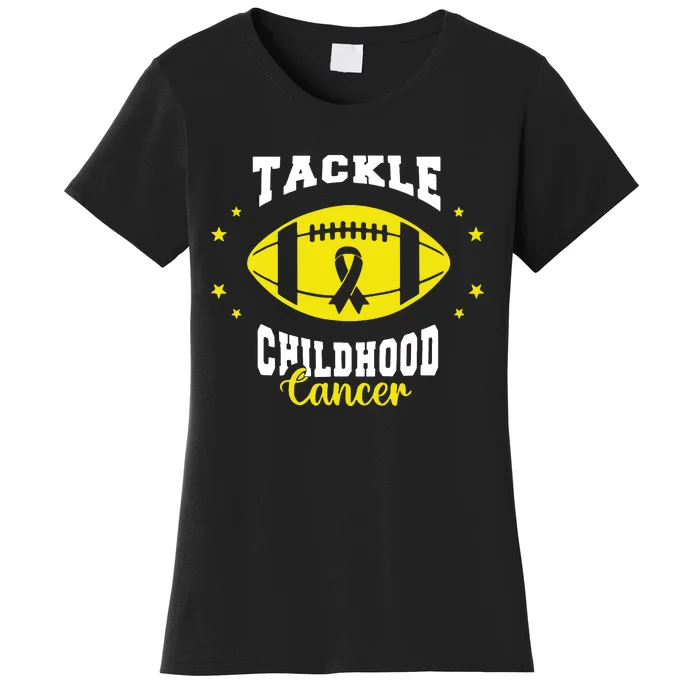 Childhood Tackle Childhood Cancer Awareness Football Gold Women's T-Shirt