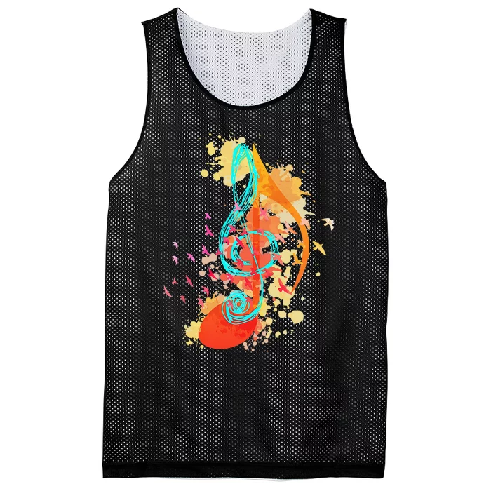 Colorful Treble Clef Music Theory Musician Teacher Birds Mesh Reversible Basketball Jersey Tank