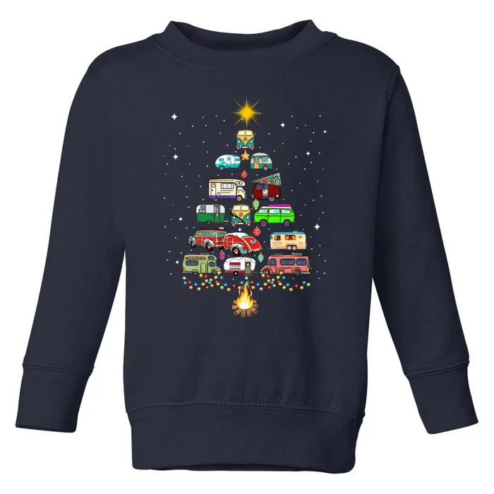 Christmas Tree Camper Vehicles Camping RVing Trailers Toddler Sweatshirt