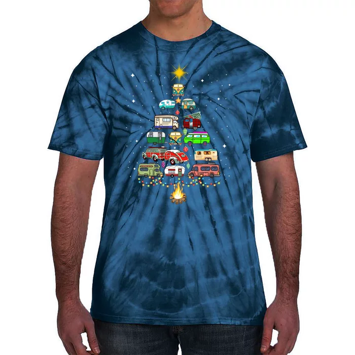 Christmas Tree Camper Vehicles Camping RVing Trailers Tie-Dye T-Shirt