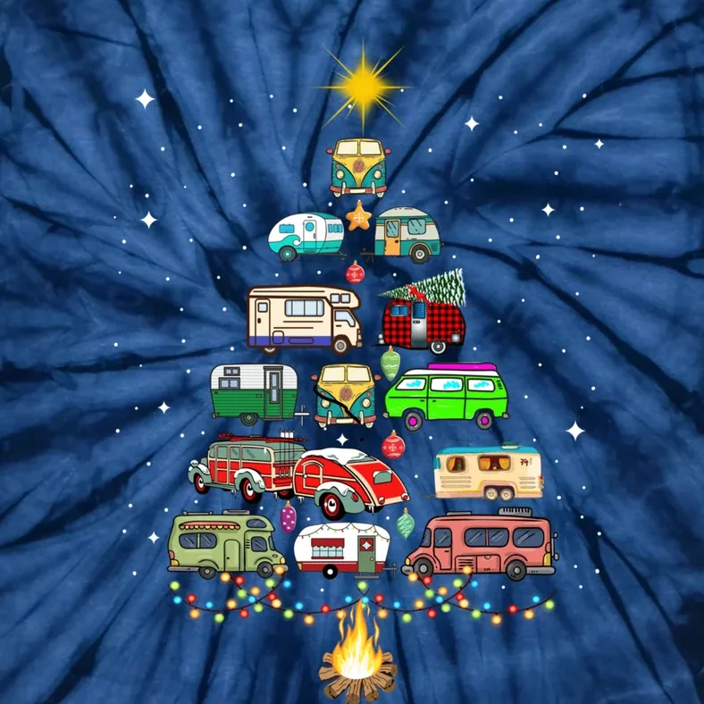 Christmas Tree Camper Vehicles Camping RVing Trailers Tie-Dye T-Shirt