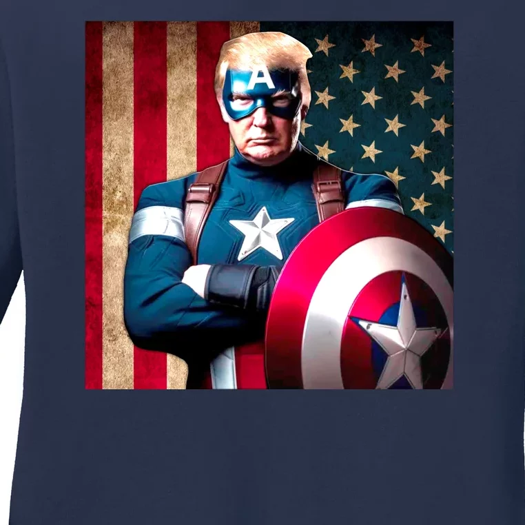 Cool Trump Captain Usa America Ladies Long Sleeve Shirt