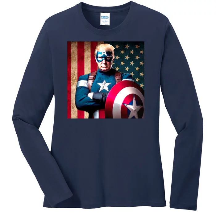 Cool Trump Captain Usa America Ladies Long Sleeve Shirt