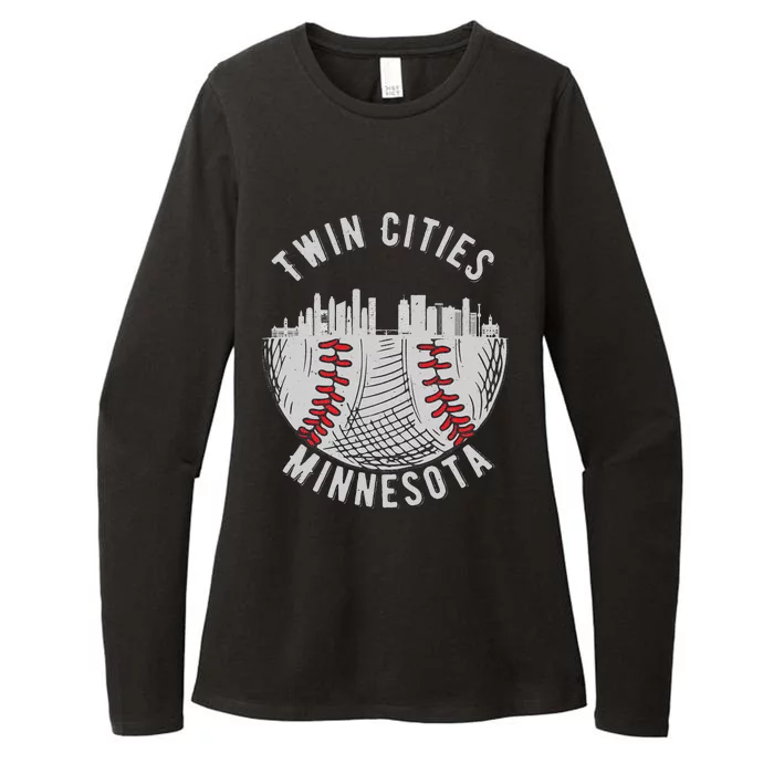 Cool Twin Cities Minnesota MN Baseball Skyline St. Paul MPLS Womens CVC Long Sleeve Shirt