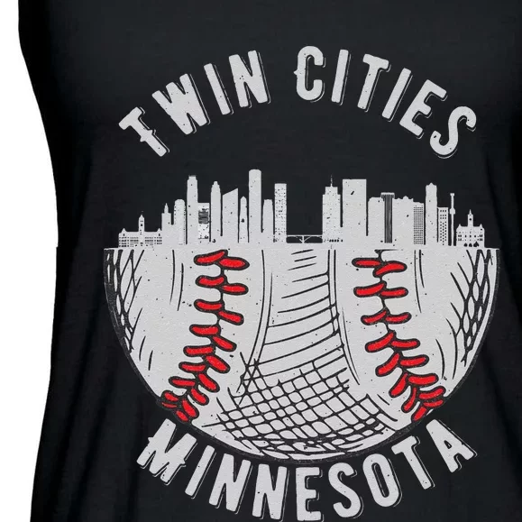 Cool Twin Cities Minnesota MN Baseball Skyline St. Paul MPLS Ladies Essential Flowy Tank