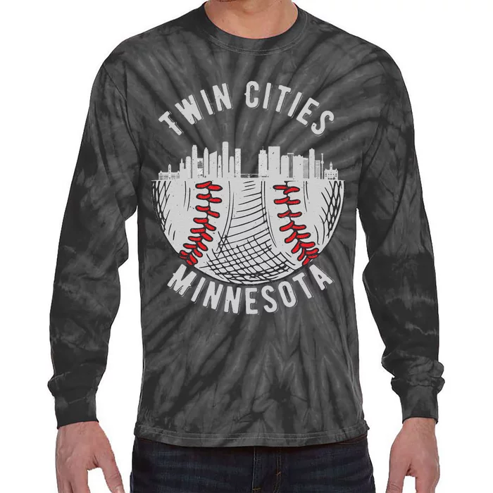 Cool Twin Cities Minnesota MN Baseball Skyline St. Paul MPLS Tie-Dye Long Sleeve Shirt