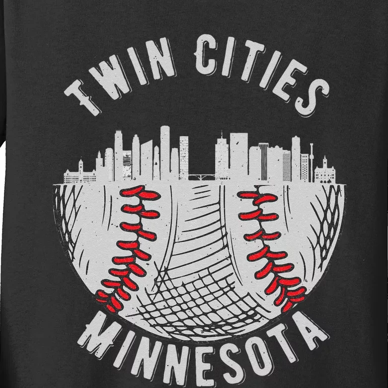 Cool Twin Cities Minnesota MN Baseball Skyline St. Paul MPLS Kids Long Sleeve Shirt