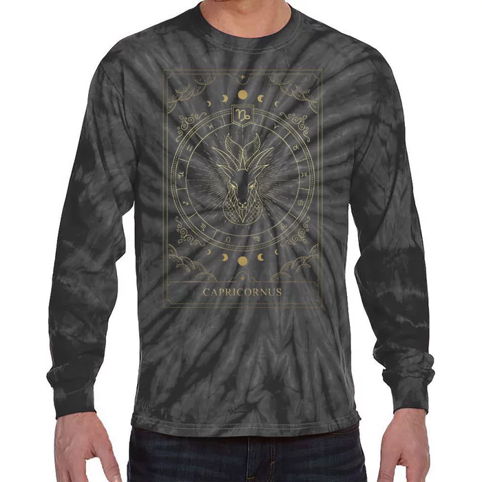 Capricorn Tarot Card Zodiac Tie-Dye Long Sleeve Shirt