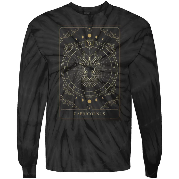 Capricorn Tarot Card Zodiac Tie-Dye Long Sleeve Shirt